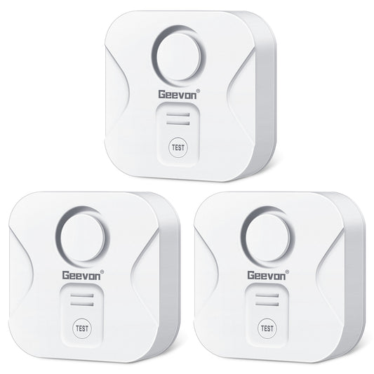 Geevon 3 Pack Water Leak Detectors for Home, 100dB Loud Water Sensor Alarm Leak Detectors with Drip Alert for Kitchen, Basements, Laundry Rooms, IP56 Waterproof(Battery Included)