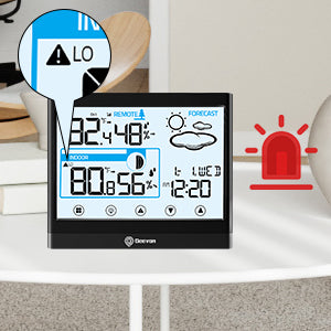 Geevon Weather Station Indoor Outdoor Thermometer Digital Wireless, Outdoor Thermometer with Backlight LCD Display & Alarm Clock for Home Office