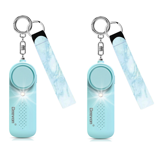 Geevon 2 Pack Personal Safety Alarms, 130DB Safe Sound Self Defense Alarm Siren with Strobe Light, Emergency Security Alert Devices for Women, Men, Elderly, Children (Mint Green - 2 Pack)