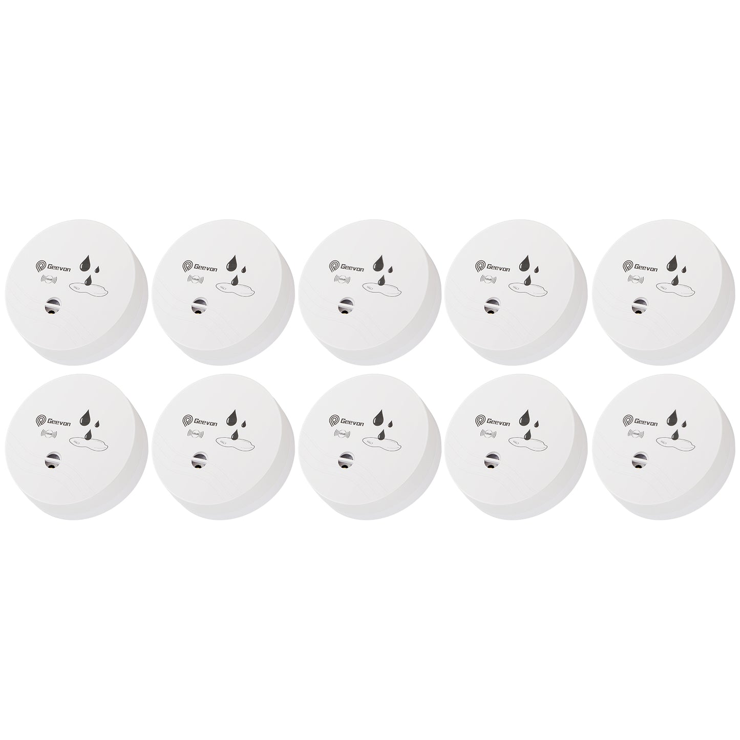 Geevon 10 Pack Water Leak Detectors for Home, 100dB Water Sensor Alarm Leak Detector for Basements, Bathrooms, Kitchens, Garages, Battery-Operated (Battery Included)