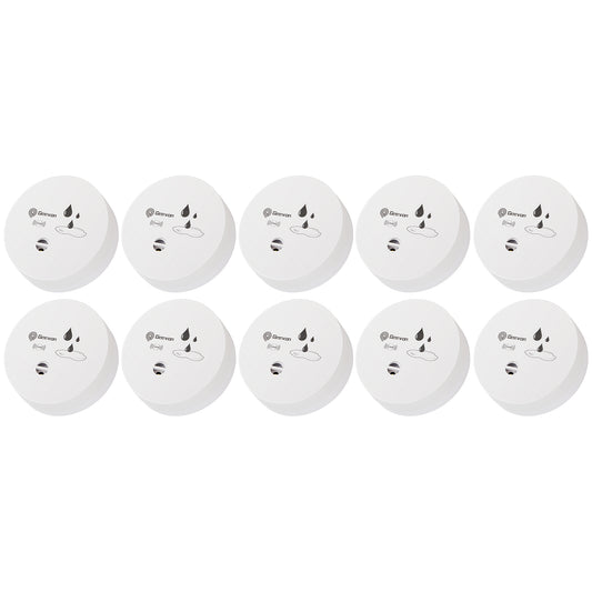 Geevon 10 Pack Water Leak Detectors for Home, 100dB Water Sensor Alarm Leak Detector for Basements, Bathrooms, Kitchens, Garages, Battery-Operated (Battery Included)