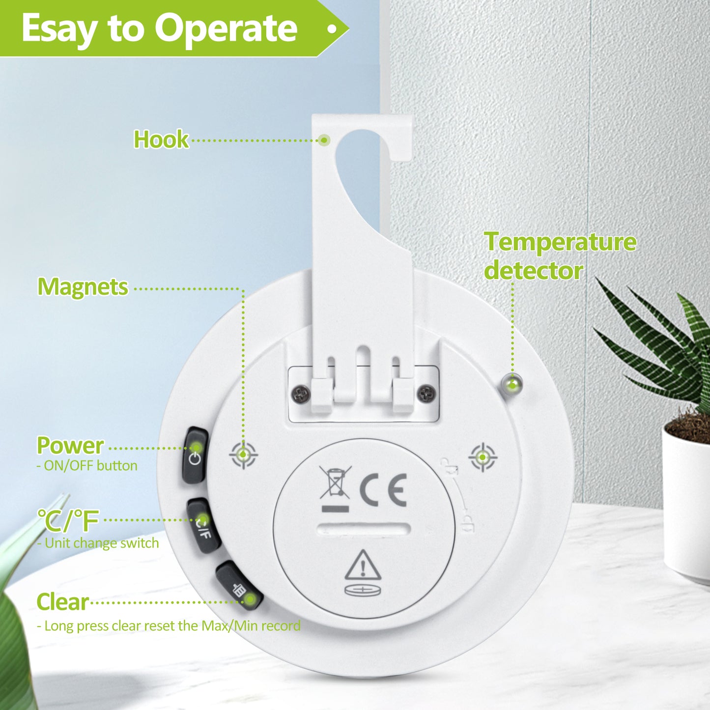 Geevon Small Digital Refrigerator Thermometer 2 Pack, IP65 Waterproof Max/Min Record Function with LCD Screen, Stand and Magnetic Back, for Fridge, Freezer Scenarios(Battery Included)