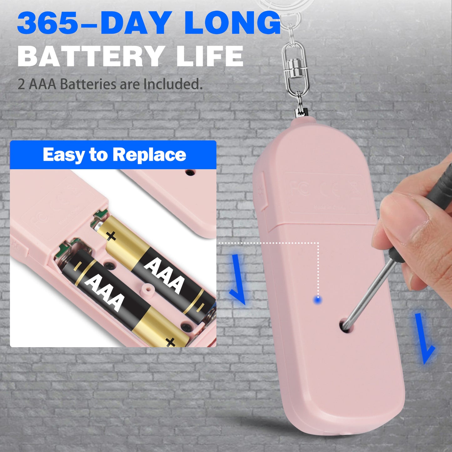 Geevon 2 Pack Personal Safety Alarms, 130DB Safe Sound Self Defense Alarm Siren with Strobe Light, Emergency Security Alert Devices for Women, Men, Elderly, Children (Pink - 2 Pack)