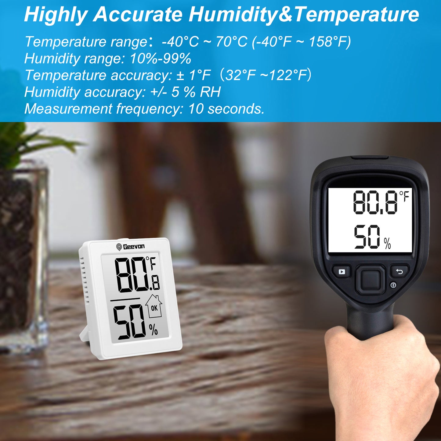 Geevon Digital Hygrometer, 3 Pack Indoor Thermometer Indoor Thermohygrometer with Battery, Digital Temperature Humidity Meter Indicator for Home, Office, Greenhouse, Mini Hygrometer(White)