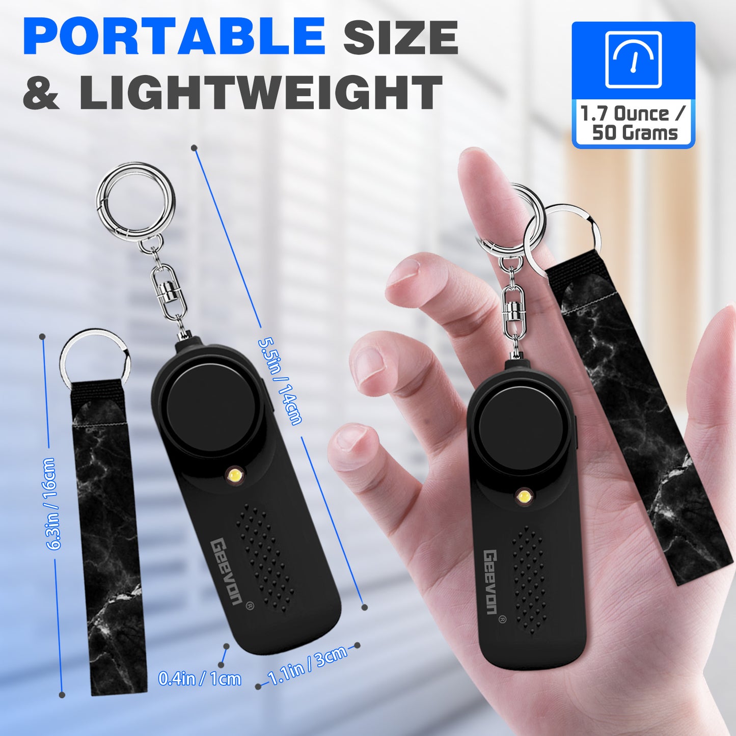 Geevon 2 Pack Personal Safety Alarms, 130DB Safe Sound Self Defense Alarm Siren with Strobe Light, Emergency Security Alert Devices for Women, Men, Elderly, Children (Black - 2 Pack)