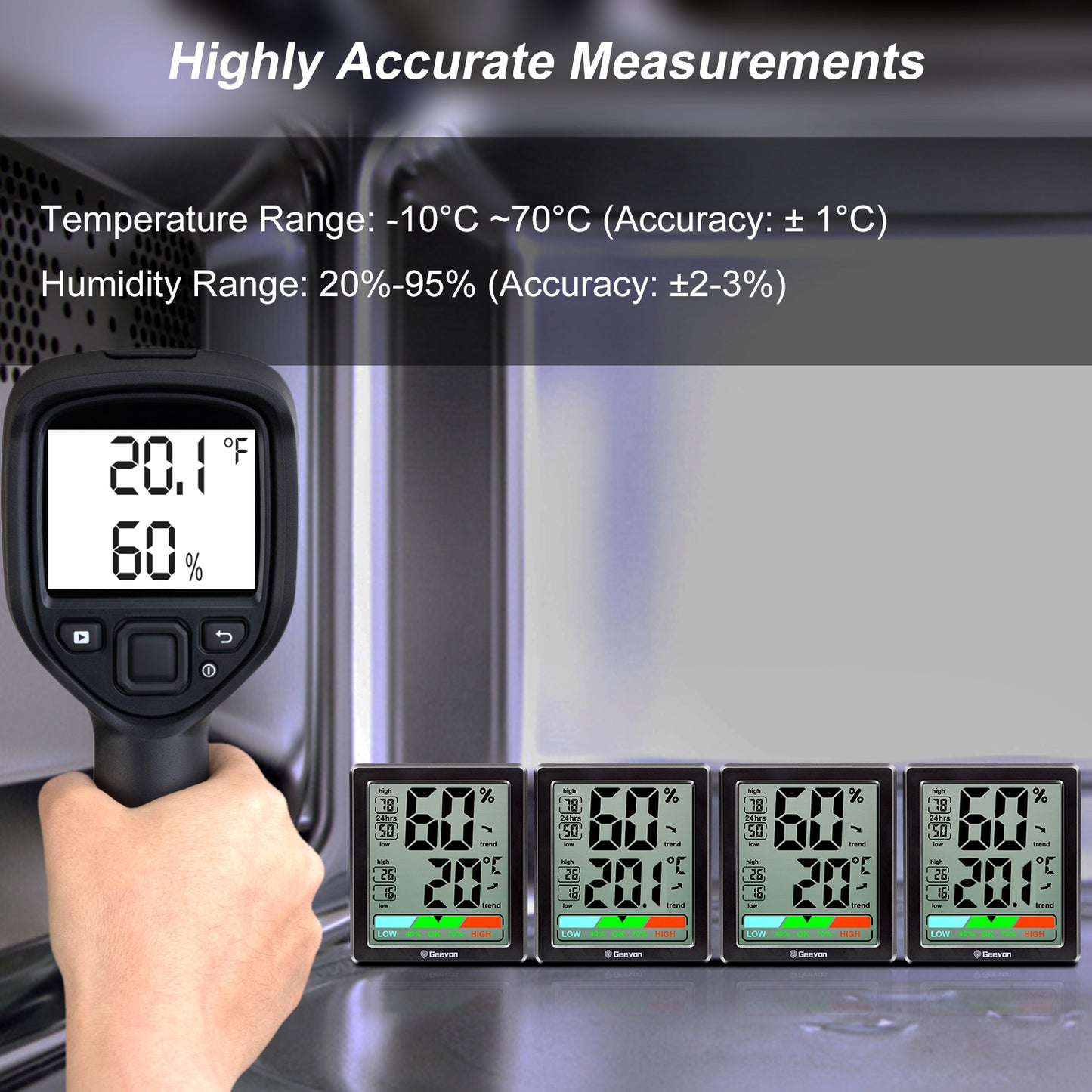 Geevon Digital Hygrometer Indoor Thermohygrometer, Room Thermometer Indoor with Accurate Sensor, Humidity Meter for Home Garage Greenhouse Baby Room(Black)