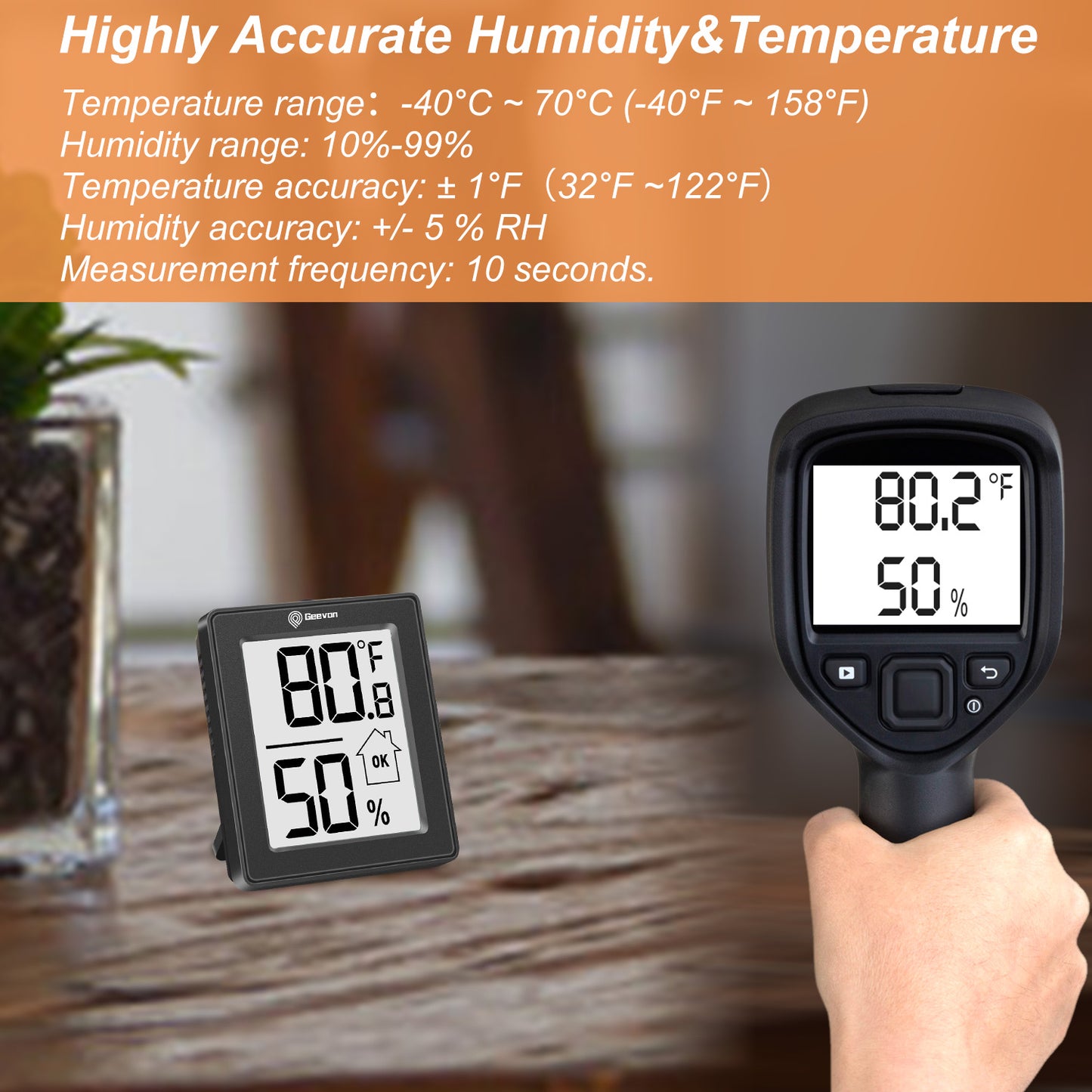 Geevon Digital Hygrometer, 3 Pack Indoor Thermometer Indoor Thermohygrometer with Battery, Digital Temperature Humidity Meter Indicator for Home, Office, Greenhouse, Mini Hygrometer(Black)