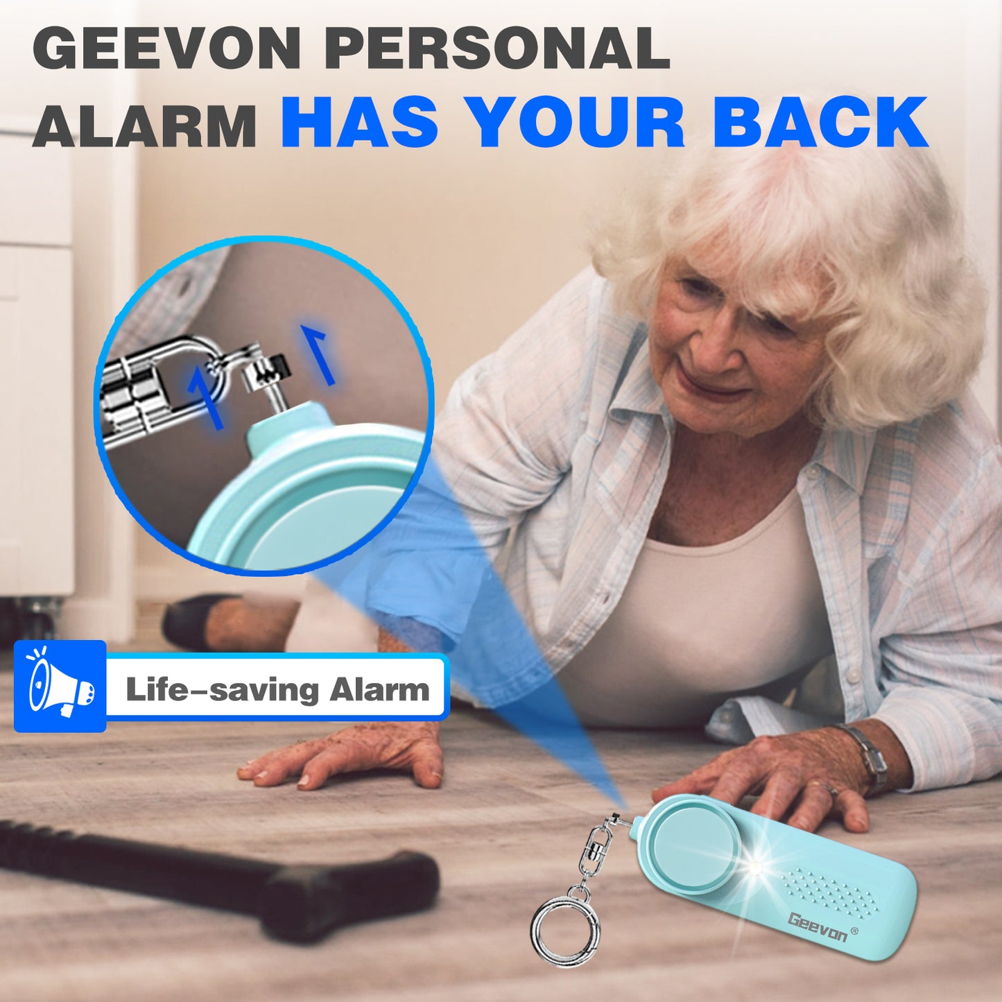 Geevon 2 Pack Personal Safety Alarms, 130DB Safe Sound Self Defense Alarm Siren with Strobe Light, Emergency Security Alert Devices for Women, Men, Elderly, Children (Mint Green - 2 Pack)
