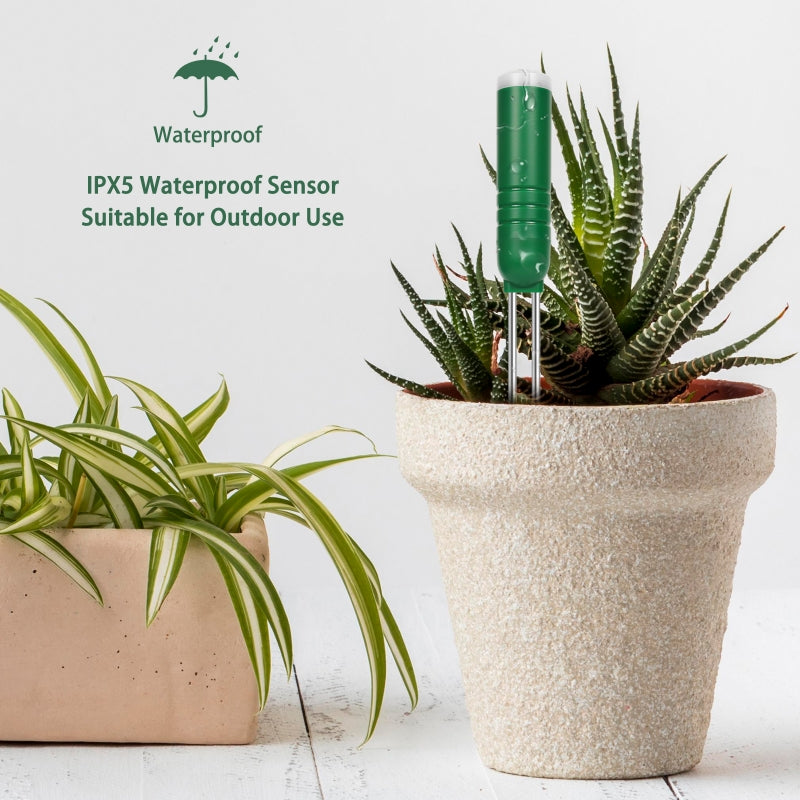 Geevon 4-in-1 Plant Soil Moisture Meter with Wireless 492Ft/150M Range, Temperature,Sunlight, and Time for Indoor Outdoor Plants