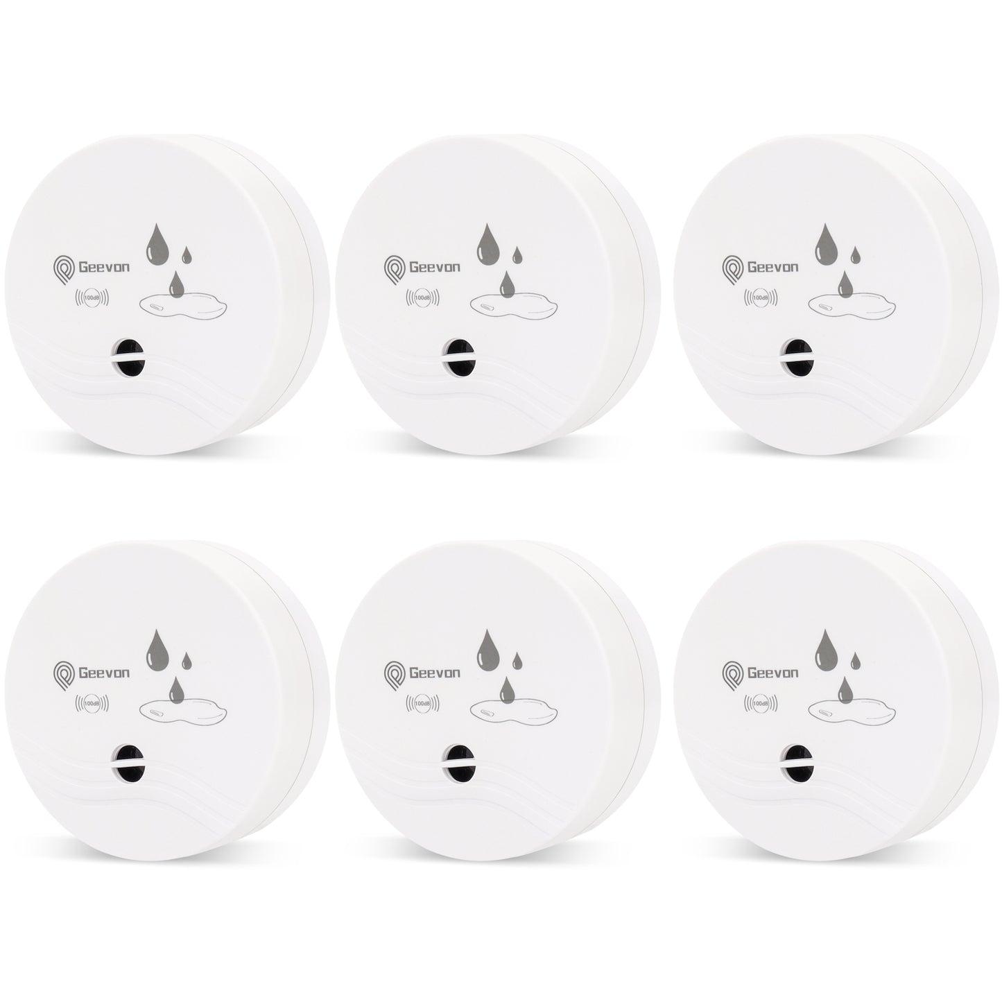 Geevon 6 Pack Water Leak Detectors for Home, 100dB Water Sensor Alarm Leak Detector for Basements, Bathrooms, Kitchens, Garages, Battery-Operated (Battery Included)