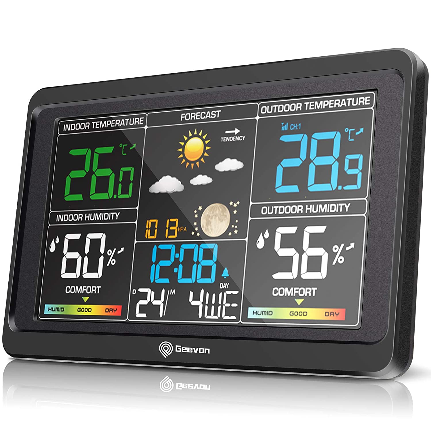 Geevon Indoor Outdoor Thermometer Backlight Digital Wireless