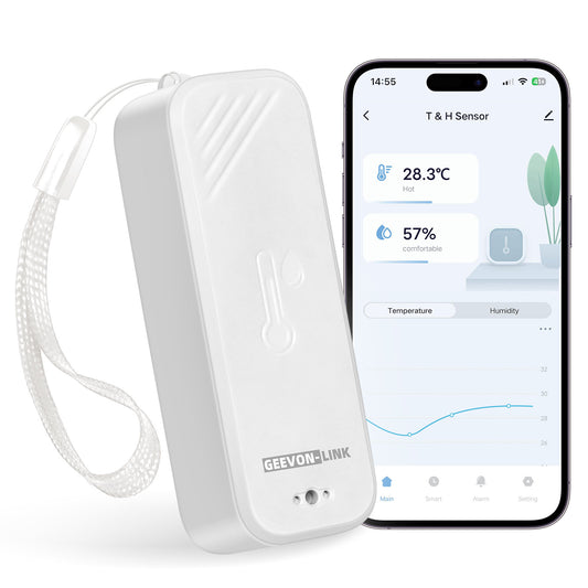 Geevon WiFi Thermometer Hygrometer, Smart Humidity Temperature Sensor with App Notification Alert, Free Data Storage Export, Wireless Remote Monitor for Room Greenhouse Incubator Wine Cellar(1 Pack )