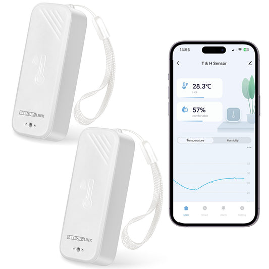 Geevon WiFi Thermometer Hygrometer, Smart Humidity Temperature Sensor with App Notification Alert, Free Data Storage Export, Wireless Remote Monitor for Room Greenhouse Incubator Wine Cellar(2 Pack )