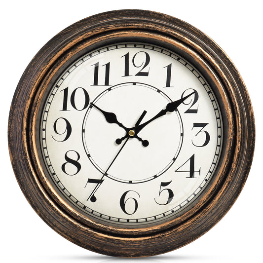 Geevon Retro Silent 10 Inch Wall Clock Non Ticking, Rustic Vintage Clock Quartz Decorative, Battery Operated for Kitchen/Office/Classroom/Bedroom/Living Room Decor