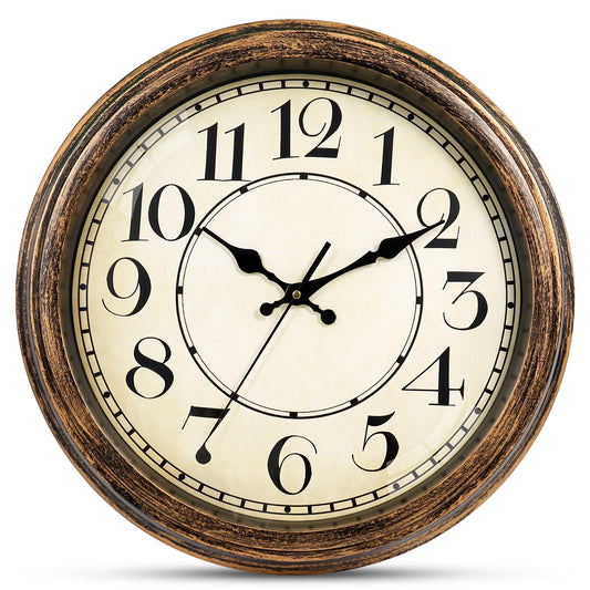 Geevon Retro Silent 16 Inch Wall Clock Non Ticking, Rustic Vintage Clock Quartz Decorative, Battery Operated for Kitchen/Office/Classroom/Bedroom/Living Room Decor