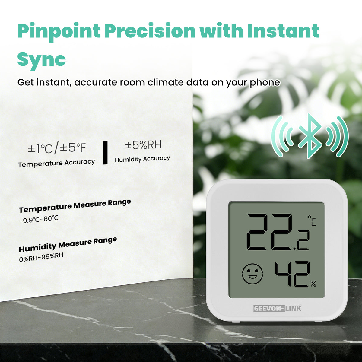 Geevon Bluetooth Thermometer Hygrometer, Indoor Temperature Humidity Sensor with HD Display, App Notification Alert, Historical Data Storage and Export(3 Pack )
