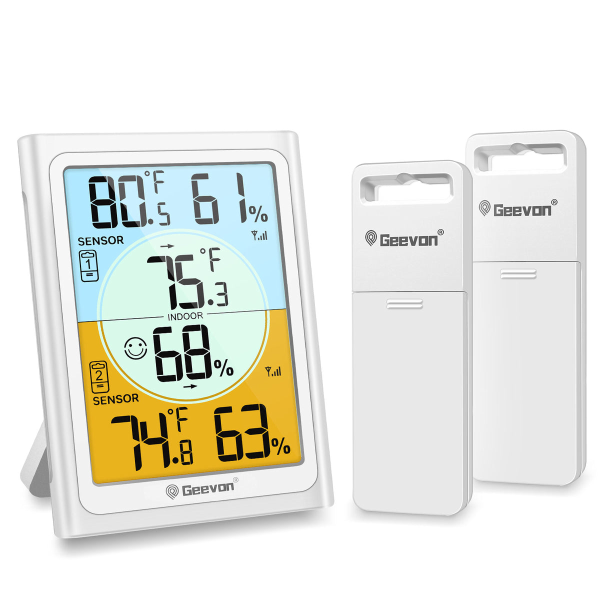 Geevon Wireless Refrigerator Thermometer, Dual Sensor Wireless Digital Fridge Freezer Thermometer Hygrometer with Alarm, Backlight, 330FT Remote Range for Home and Restaurants