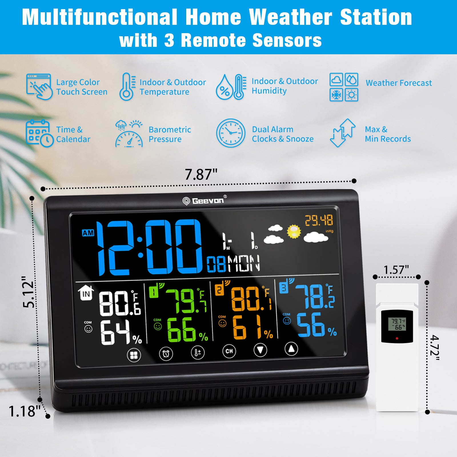 CAIM-Temperature Hygrometer Draadloos Weerstation Voor Binnen En Buiten Hygrometer Thermometer Barometer Maanfase Luchtvochtigheid Temperatuursensor Kleur Lcd Achtergrondverlichting CAIM-Temperature Hygrometer Draadloos Weerstation Voor Binnen En Buiten Hygrometer Thermometer Barometer Maanfase Luchtvochtigheid Temperatuursensor Kleur Lcd Achtergrondverlichting