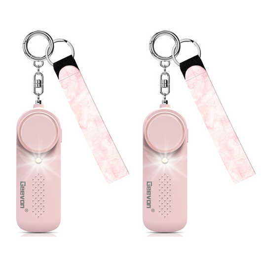 Geevon 2 Pack Personal Safety Alarms, 130DB Safe Sound Self Defense Alarm Siren with Strobe Light, Emergency Security Alert Devices for Women, Men, Elderly, Children (Pink - 2 Pack)