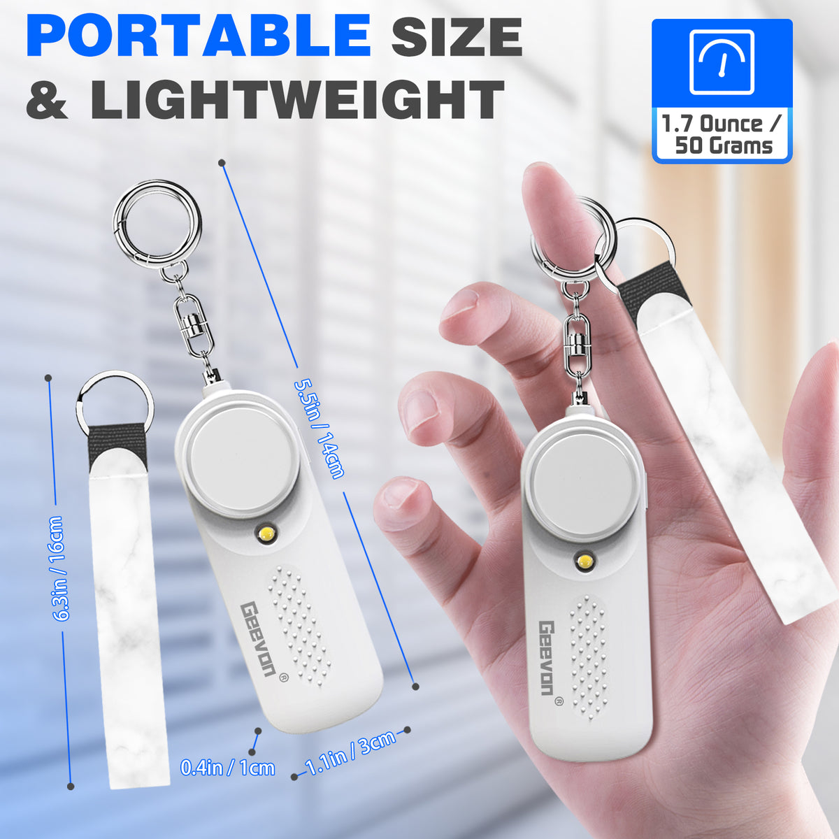 Geevon 3 Pack Personal Safety Alarms, 130DB Safe Sound Self Defense Alarm Siren with Strobe Light, Emergency Security Alert Devices for Women, Elderly, Children (2 Pack White & 1 Pack Mint Green)