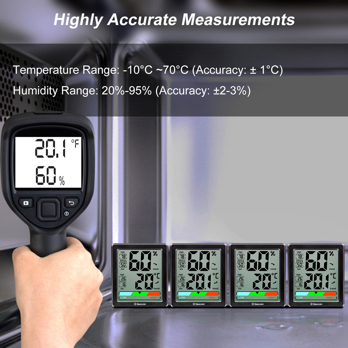 Geevon Digital Hygrometer Indoor Thermohygrometer, Room Thermometer Indoor with Accurate Sensor, Humidity Meter for Home Garage Greenhouse Baby Room(Black)
