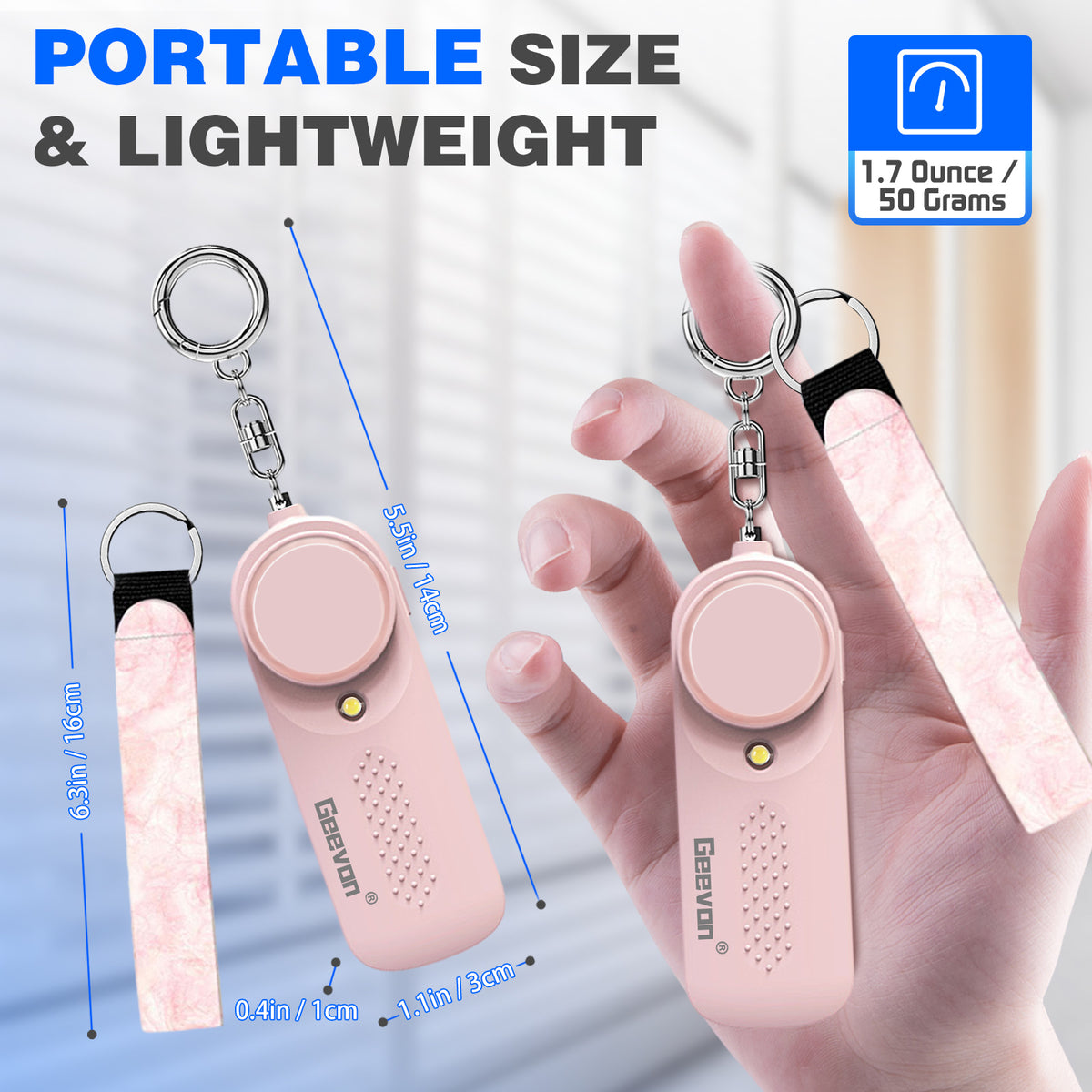 Geevon 2 Pack Personal Safety Alarms, 130DB Safe Sound Self Defense Alarm Siren with Strobe Light, Emergency Security Alert Devices for Women, Men, Elderly, Children (Pink - 2 Pack)