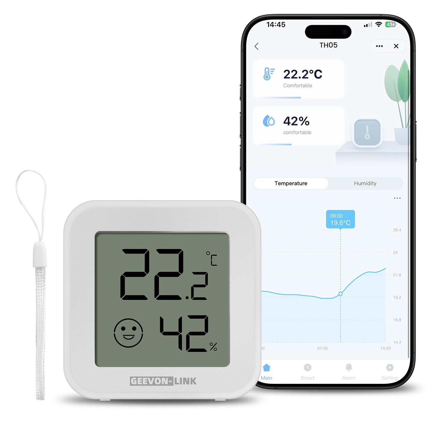 Geevon Bluetooth Thermometer Hygrometer, Indoor Temperature Humidity Sensor with HD Display, App Notification Alert, Historical Data Storage and Export(3 Pack )