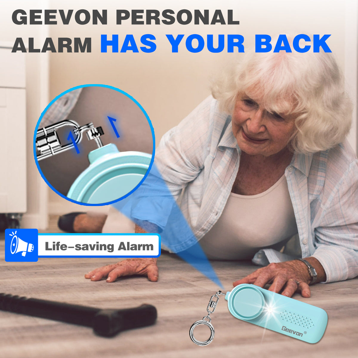 Geevon 2 Pack Personal Safety Alarms, 130DB Safe Sound Self Defense Alarm Siren with Strobe Light, Emergency Security Alert Devices for Women, Men, Elderly, Children (Mint Green - 2 Pack)