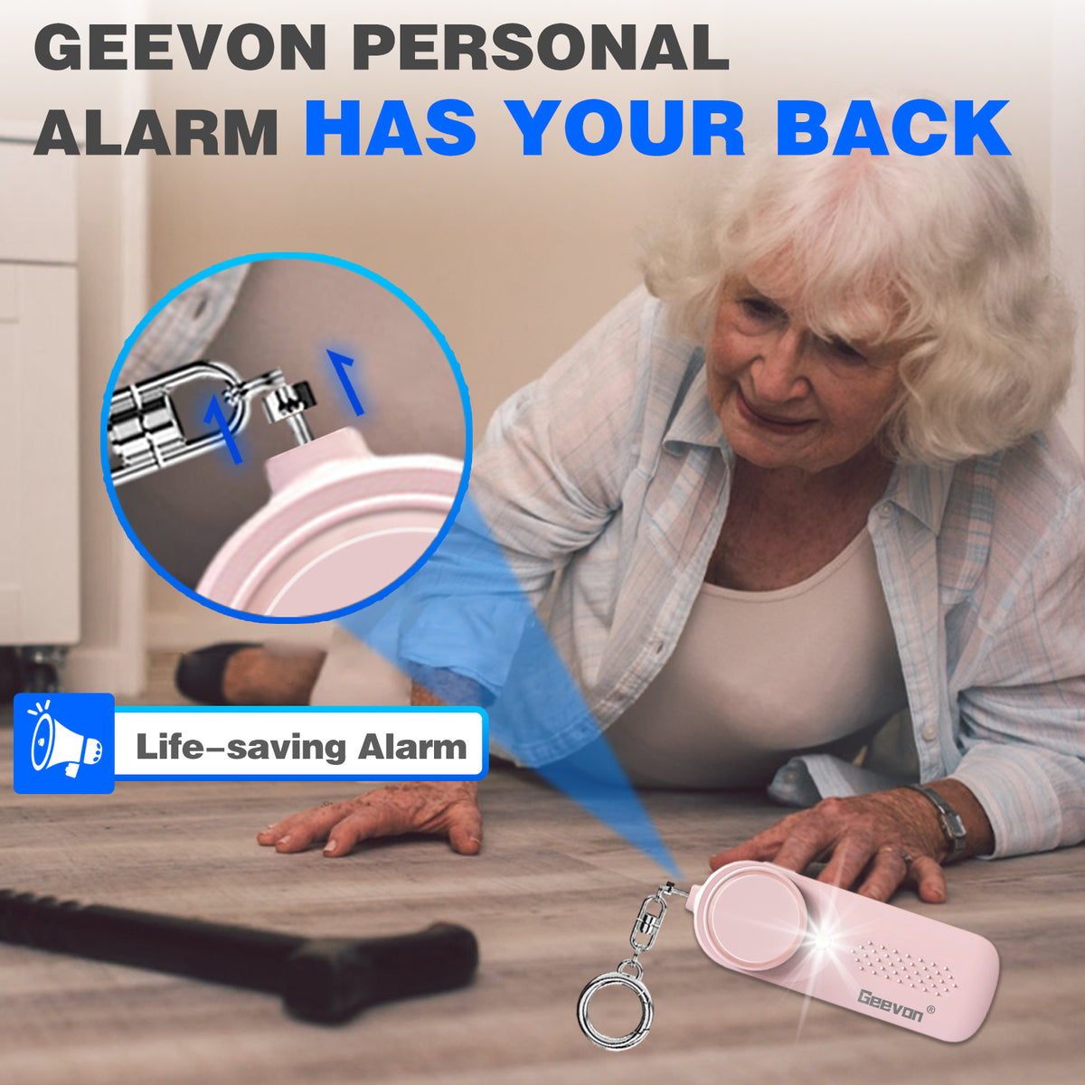 Geevon 2 Pack Personal Safety Alarms, 130DB Safe Sound Self Defense Alarm Siren with Strobe Light, Emergency Security Alert Devices for Women, Men, Elderly, Children (Pink - 2 Pack)