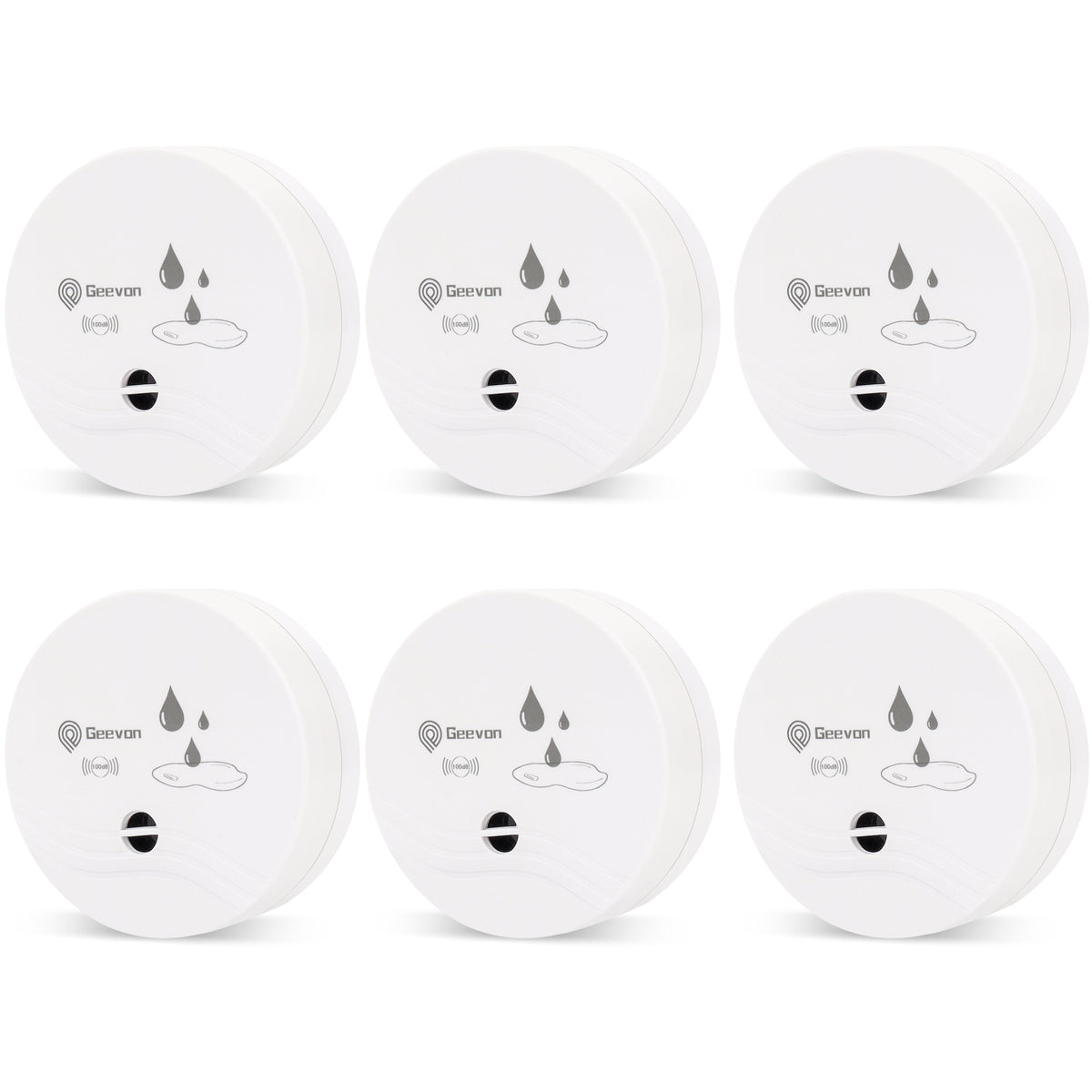 Geevon 6 Pack Water Leak Detectors for Home, 100dB Water Sensor Alarm Leak Detector for Basements, Bathrooms, Kitchens, Garages, Battery-Operated (Battery Included)