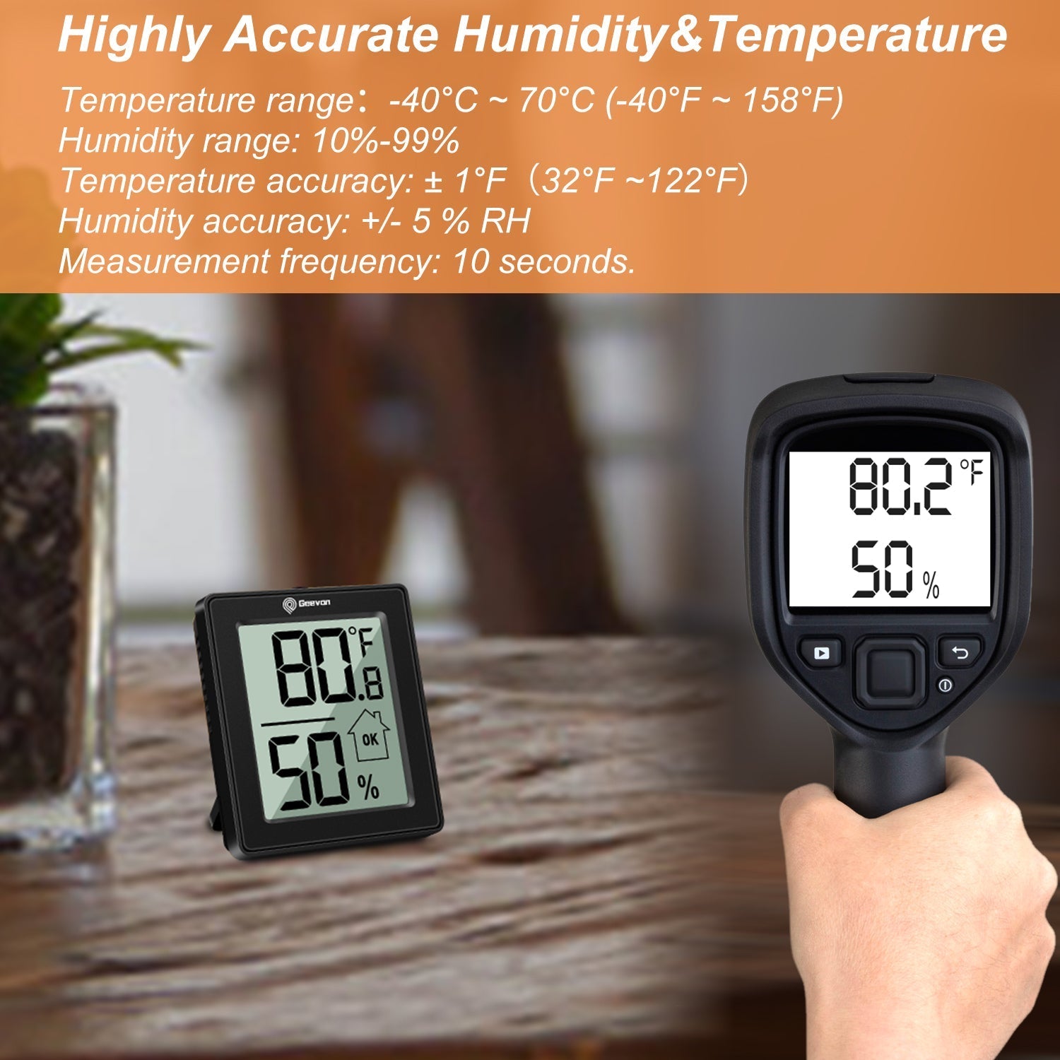 Geevon Hygrometer Indoor Thermometer Room Humidity Gauge with
