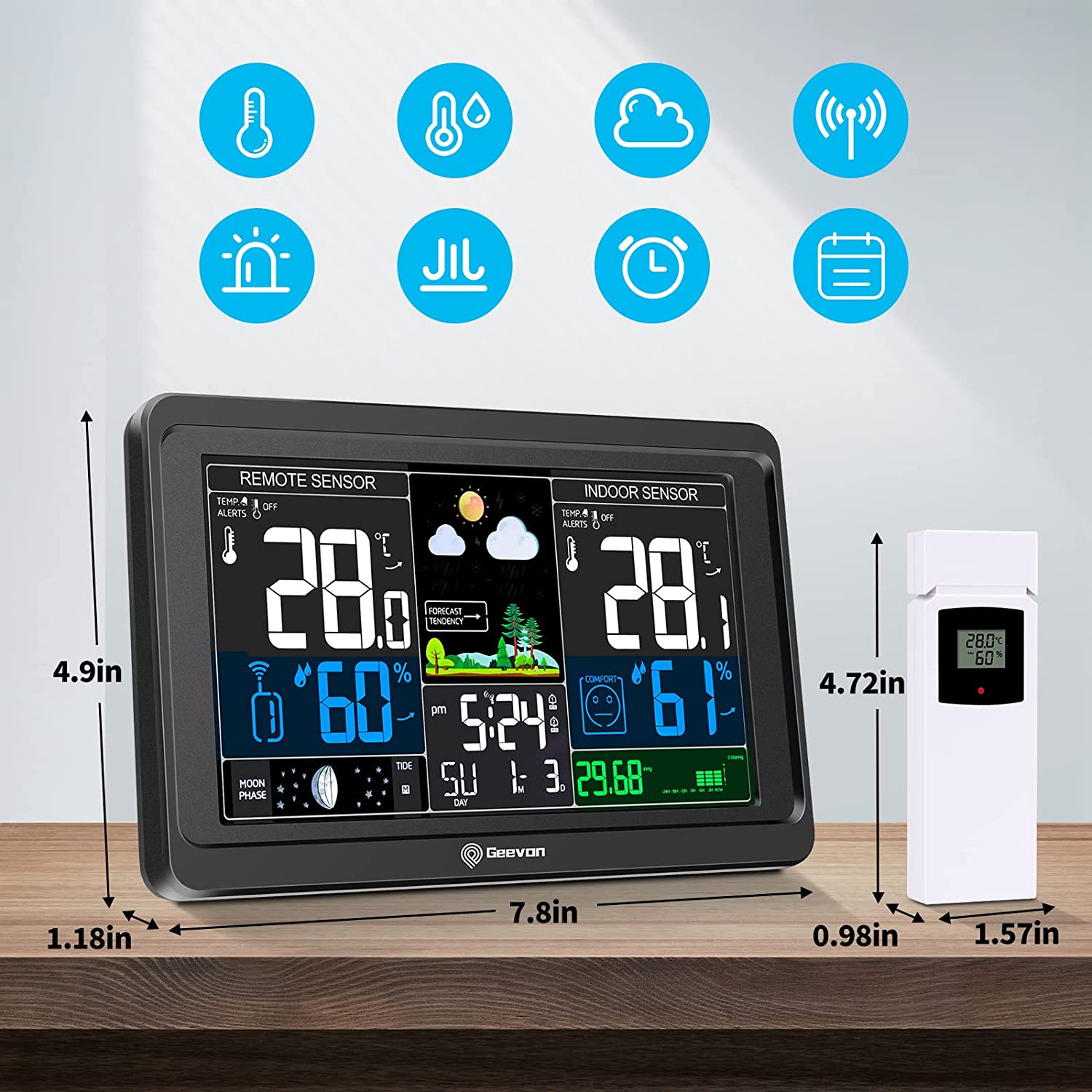 GEEVON Indoor Outdoor Thermometer Wireless Digital Hygrometer