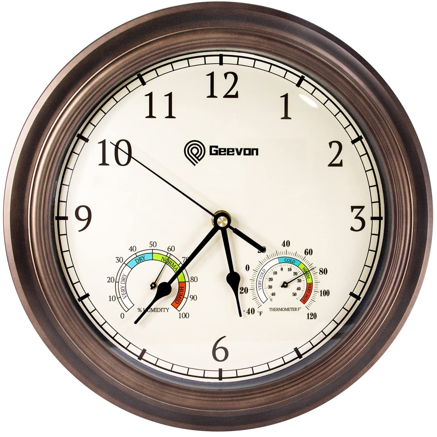 GEEVON Wall Clock Non Ticking 12 in with Hygrometer and Thermometer Combo,Battery Operated Quartz Decorative Large Digital Wall Clocks for Home,Living Room,Office,Classroom,Kitchen,Bedroom Decor
